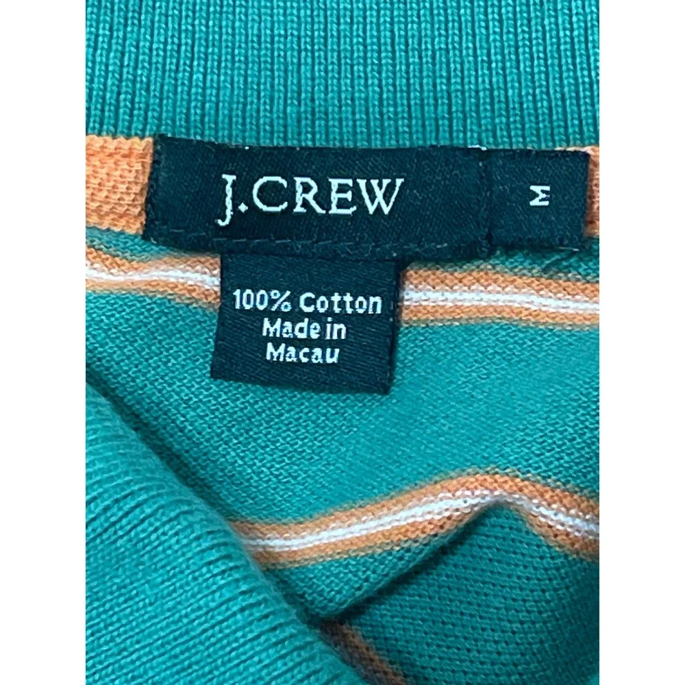 J. Crew Mens Green Stripe Short Sleeve Polo Casual Golf Tennis‎ Shirt Medium